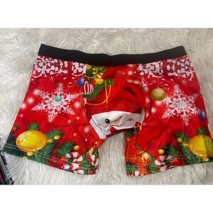 Mens Christmas Snowman Boxer Briefs Red Holiday Novelty Trunks XL NEW